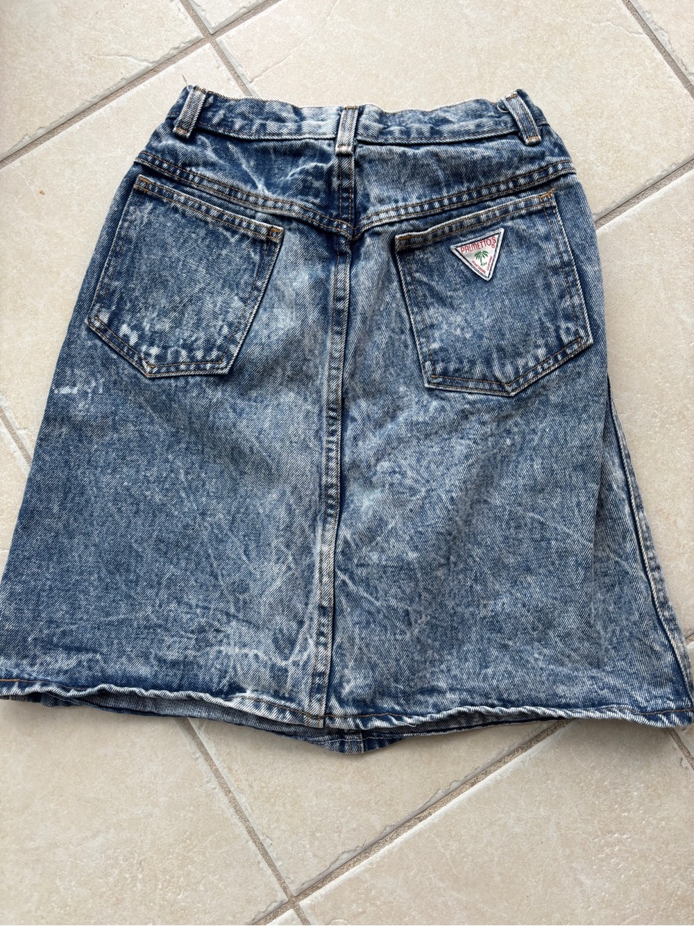 Palmettos Acid Wash Denim A-Line Skirt - Blue from the 90’s